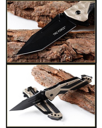 Cuchillo Táctico Para Campismo, Mxkec-001, 1pza, Cuchilla P Color Negro/Café