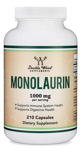 Double Wood Monolaurina 210 Caps 500 Mg Sabor Sin Sabor