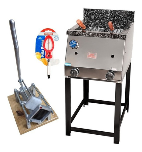 Imagen 1 de 4 de Freidora Tecnocalor 33 Lts Gas+ Cortapapa 1 Corte + Pelapapa