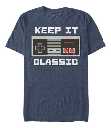 Nintendo Camiseta Clásica Keep It Para Hombre, 4xl, Azul Mar