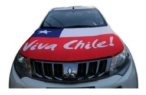 Bandera Cubre Capot Chilena Elástica Con Viva Chile
