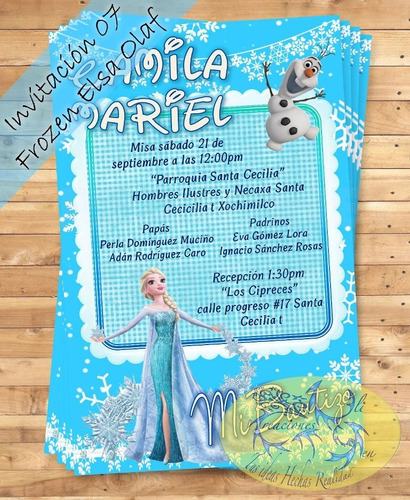 Diseño Invitación Digital Imprimible Frozen Cumpleaños