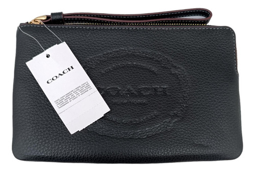 Coach Cartera Muñequera Portafolios Con Emblema Dorado