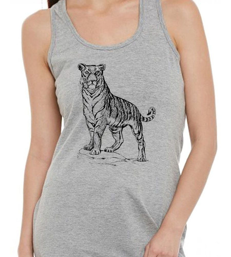 Musculosa Tigre Posando Dibujo Silueta