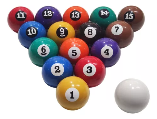 Jogo Bolas De Bilhar Numerada 54mm + Bola Branca 58mm