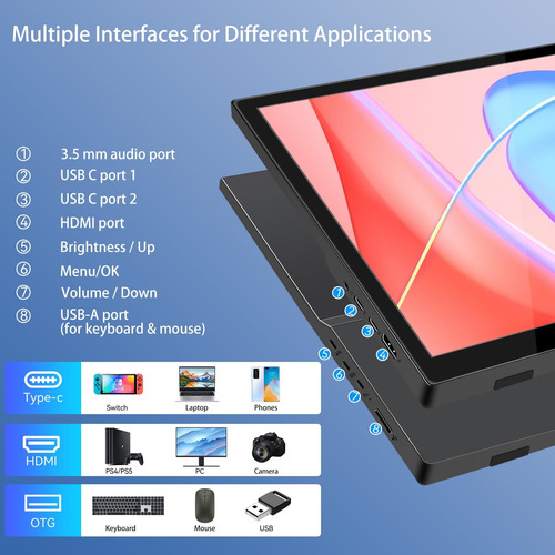 Monitor De Pantalla Táctil Portátil, Monitor De 16 Pulgadas