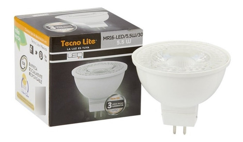 Lamp Led Mr16 5.5w 100-240v 3000k Tecnolite Mr16-led/5.5w/30