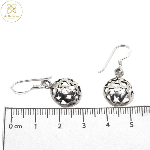 Imagen 6 de 7 de Aros Plata Colgante Con Estrellas Y Corazones
