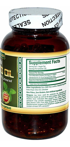 Orégano Silvestre Cápsulas De Aceite - 120 Softgels Líquidos