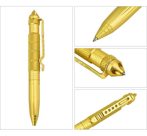 Lapicera Tactica Kubotan Tactical Pen Defensa Personal Color De La Tinta Negro Color Del Exterior Dorado