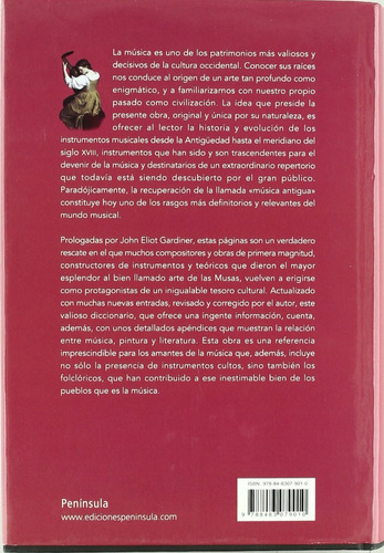 Diccionario De Instrumentos Musicales, De Ramón Andrés., Vol. 0. Editorial Peninsula, Tapa Blanda En Español, 2009