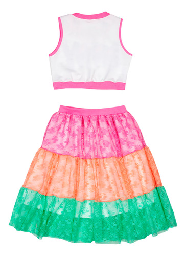 Conjunto Cropped Com Saia Midi Ma0238 +roupa Boneca Marthiê