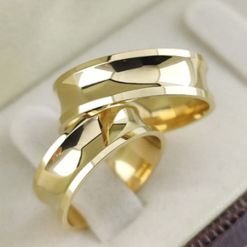 Par Alianças De Ouro 18k Modelo Côncavas Polidas 6mm 10gr