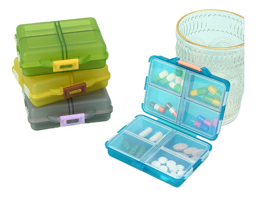 4 Pill Capsule Organizer 8 Compartment Divided Pill Boxes