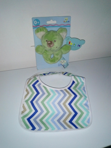 Set Sonajero Koala Verde Ya - Te - Ti + Babero