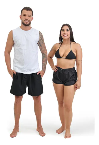 comprar Biquíni + Conjunto Short Moda Praia Casal Combinando 3 Peças