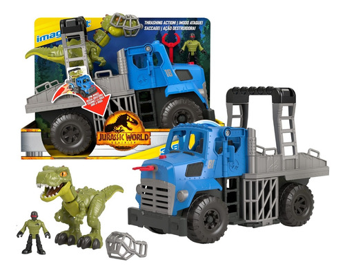 Camion Con Dinosaurio Rex Con Lanzador Jaula Muñeco Jurassic