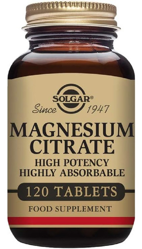 Citrato De Magnesio 400 Mg Solgar 120 Tabletas