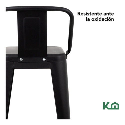 Set 4 Bancos Tolix Altos Con Respaldo Silla Para Barra Vintage Color Negro Kingshouse