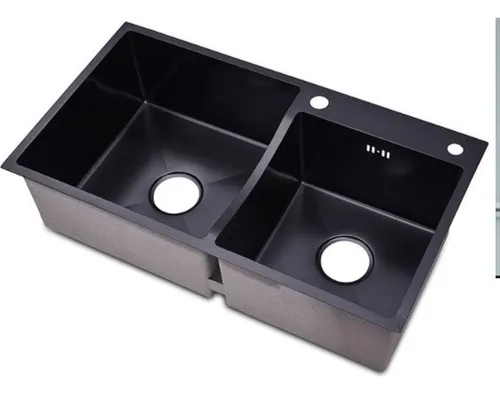 comprar Fregadero Doble Tina Negro Acero Inoxidable Sobre Tope