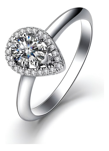 Anillo Compromiso Oval Diamante Sintético Ak Jewelry Plata