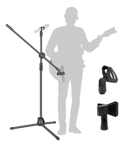 Pie De Micrófono Trípode Ajustable Doble Boom Cantar Actuar