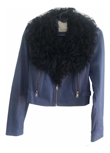 Campera De Cuero Jazmín Chebar Con Pelo