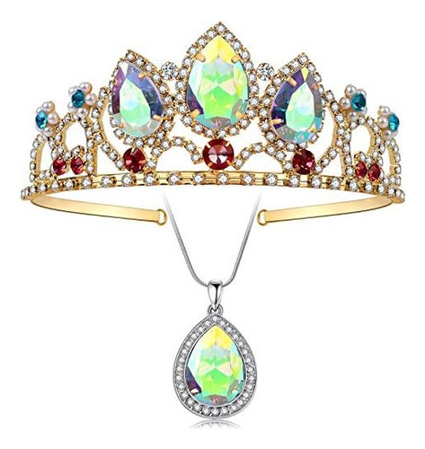 2024 Rapunzel Tiara Princesa Corona Y Collar Enredado