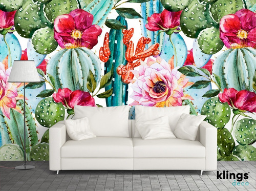 Vinilos Decorativos Mural Empapelado Cactus Plantas Floral