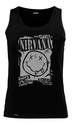 Camiseta Esqueleto Nirvana Live Face Banda Rock Sbo