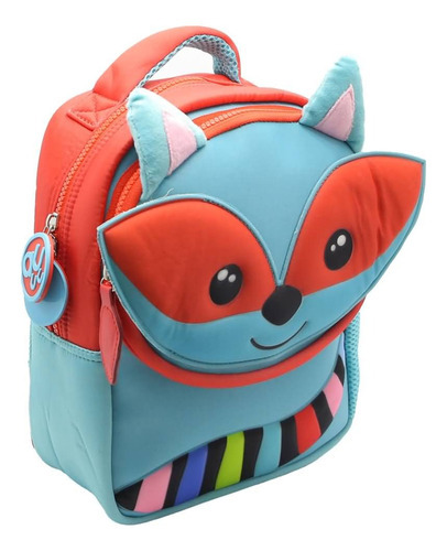Mochila Espalda Mapache Para Jardín 11'' Fl211 Funny Land Color Rojo Diseño de la tela Liso