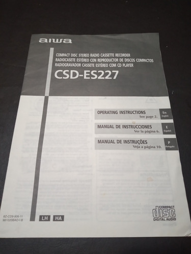 Manual De Instrucciones Radiograbador Aiwa Csd-es227