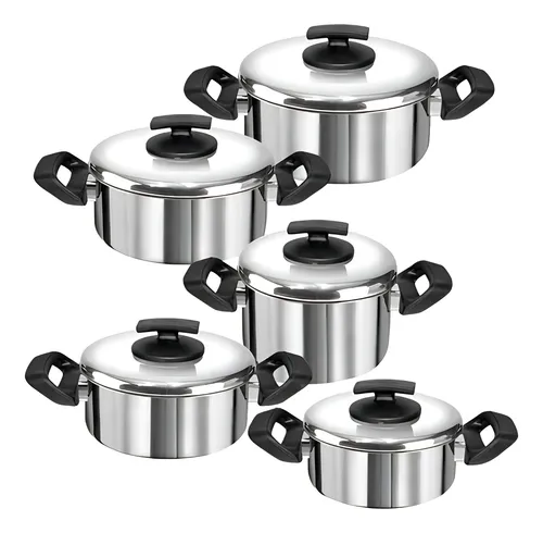 Conjunto 5 Panelas Grandes Aluminio Grosso Cor Polido