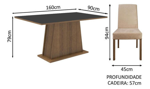 Sala Jantar Madesa Flavia Mesa Tampo Madeira 4 Cadeiras Rpi