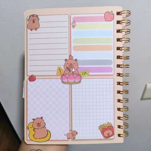 Libreta Capybara + Stickers Librería Kawaii
