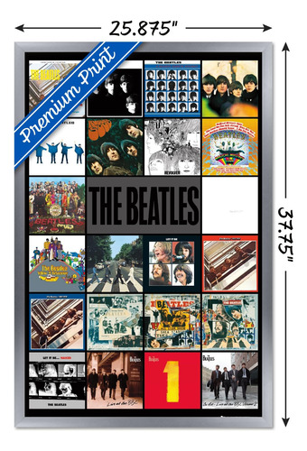 Póster The Beatles 61 X 91 Cm Enmarcado Plata