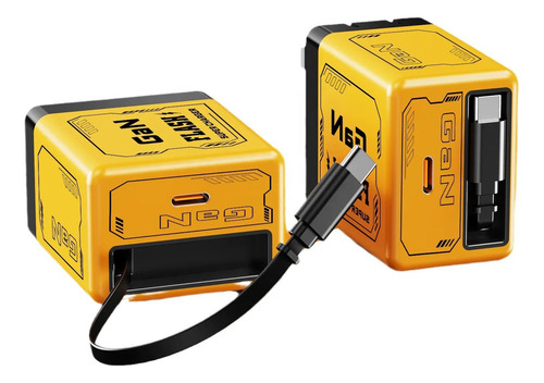 Cargador Carga Rápida 35w Con Cable Retractil Usb C Qc 3.0 Amarillo