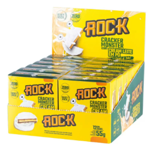 Caixa Cracker Monster 12 Uni Cream Leite Em Pó - Rock Peanut Sabor Cream Leite Em P