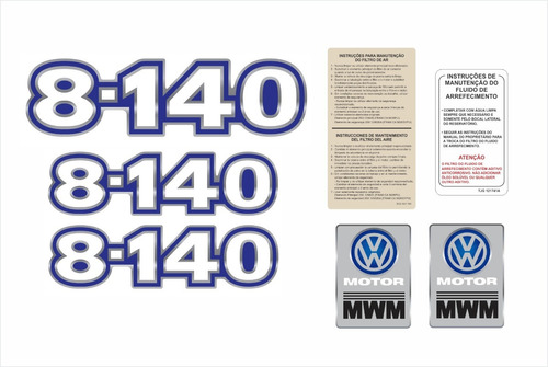 Kit Adesivo Volkswagen 8-140 Emblema Mwm Caminhão Cmk18