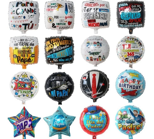 25 Globos Papá. 18 Pulgadas. Día Del Padre. Paq. Surtido 