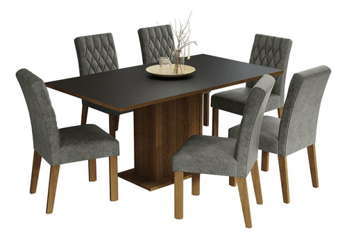 Juego Comedor Mesa  Tablero Madera 6 Sillas Hanna Madesa M/n