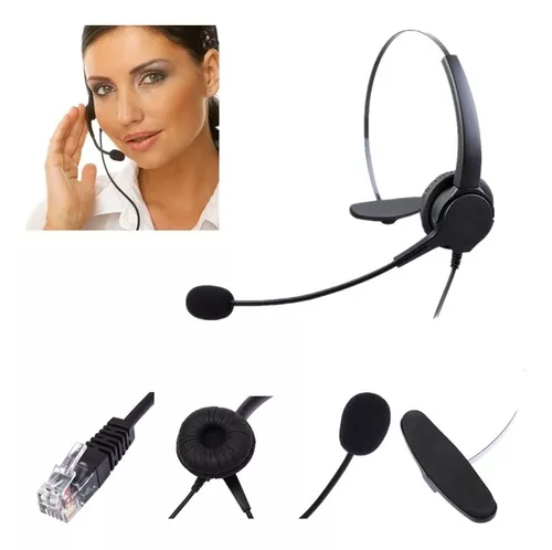 Auriculares para teléfono, RJ11 mono con micrófono con cancelación de  ruido, micrófono, diadema de ajuste cómodo, centro de llamadas, auriculares  para