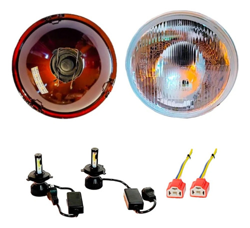 2 Faros De Vidrio Para Ford Falcon, Con Focos Led