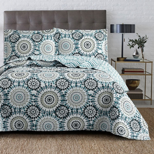 Imagen 5 de 6 de Cubrecama Quilt Cover Reversible +fundas Queen Oakville D1