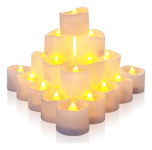 Pack De 24 Velas Led Sin Llama Parpadeantes Temporizado...