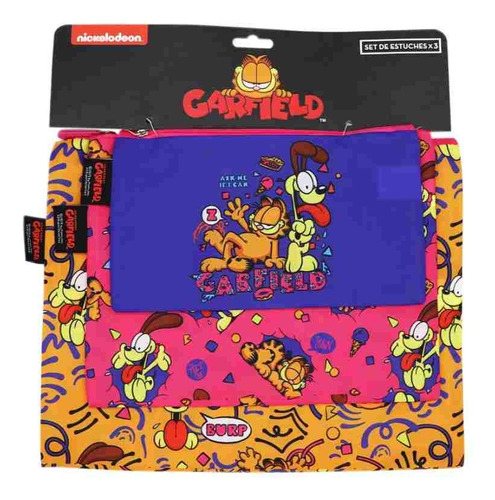 Set De Estuches Multiuso X3 Garfield Tela