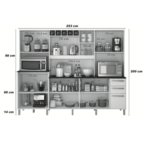 Cozinha Valdemóveis Ágata 13 Portas E 2 Gavetas - Ipê