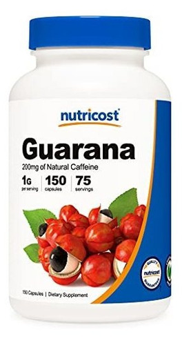 Nutricost Guarana 1000 Mg Porción, 150 Cápsulas Vegetarianas