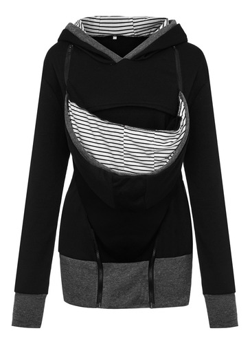 Bolsa Portabebés A Rayas Para Mujer, Sudadera Con Capucha Y
