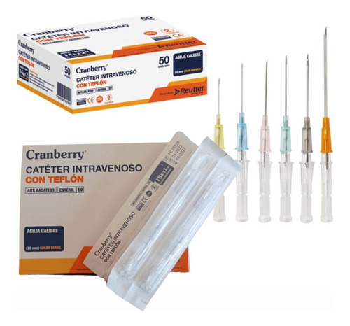 Cateter Intravenoso Branula C/teflón Cranberry 50 Uds 